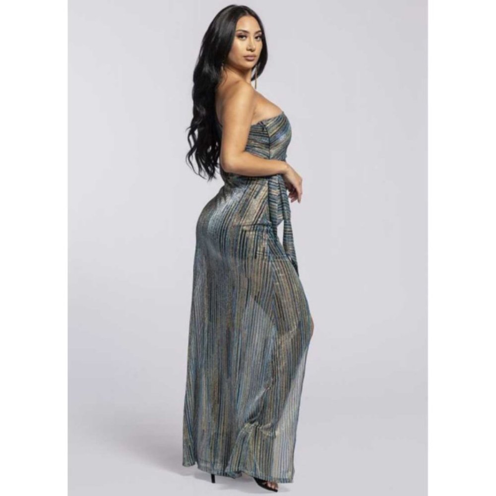 Clearance - Teal One Shoulder Semi-Formal Dress - Picture 2 of 3